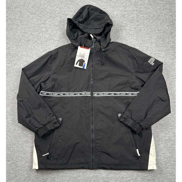 Pelagic Jacket Mens Medium Black Hurricane Nylon Rain Wind Hooded Full Zip Fish - Picture 1 of 8
